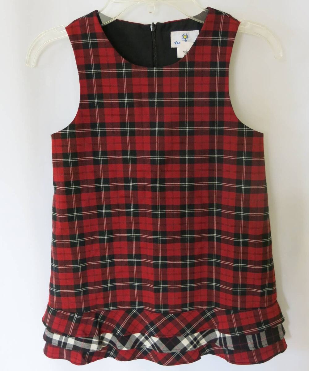 FLORENCE EISEMAN Plaid Dress Size 4 Girls Tartan Wool Blend Red/Black Christmas